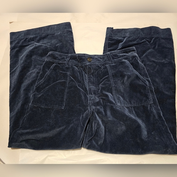 Frye Velvet Pants NWOT Navy Blue 27 Wide Leg Nadia Ankle Pocket Trousers - Picture 2 of 9